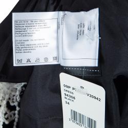 Pre Owned فستان شانيل بيبلوم قصة عنق سابرينا أكمام مطرزة أسود S