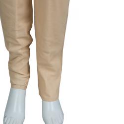 Chanel Beige Cotton Mesh Lined Trousers L