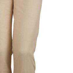 Chanel Beige Cotton Mesh Lined Trousers L