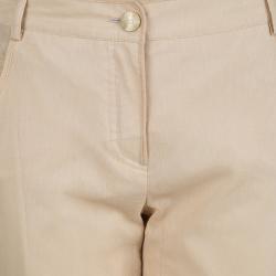 Chanel Beige Cotton Mesh Lined Trousers L