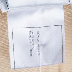 Chanel Beige Cotton Mesh Lined Trousers L