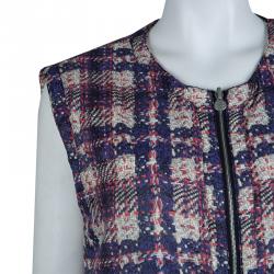 Pre Owned جاكيت شانيل نايلون مطبوع بلا أكمام بوجهين L