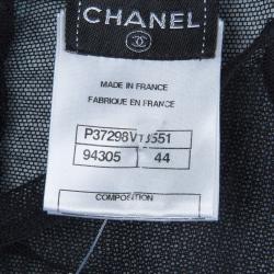 Chanel Black Mesh Turtleneck Long Sleeve Sheer Top L