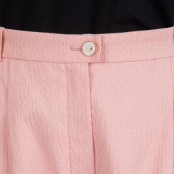 Pre Owned Chanel Light Pink Textured Cotton Wide-Leg Trousers M