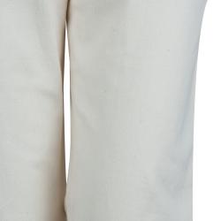Pre Owned Chanel Cream Slub Denim Straight Fit Jeans L