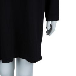 Pre Owned Chanel Black Knit Logo Pocket Detail Long Sleeve Dress L