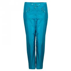 Pre Owned Chanel Turquoise Blue Nylon Zip Detail Trackpants M