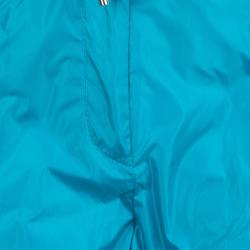 Pre Owned Chanel Turquoise Blue Nylon Zip Detail Trackpants M