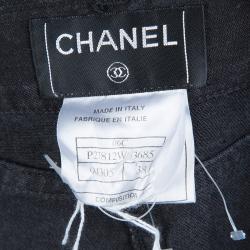 Pre Owned Chanel Black Distressed Denim Embroidered Patch Detail Straight Fit Jeans M