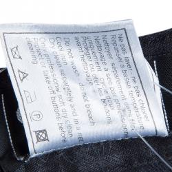 Pre Owned Chanel Black Distressed Denim Embroidered Patch Detail Straight Fit Jeans M