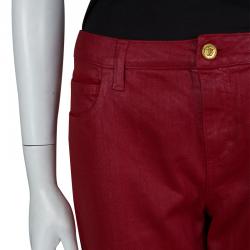 Chanel Red Metallic Finish Jeans L
