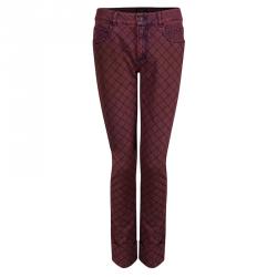 Chanel Red Stone-Washed Denim Topstitch Detail Jeans M