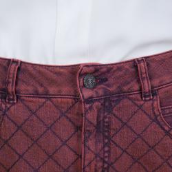 Chanel Red Stone-Washed Denim Topstitch Detail Jeans M