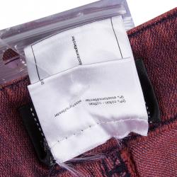 Chanel Red Stone-Washed Denim Topstitch Detail Jeans M