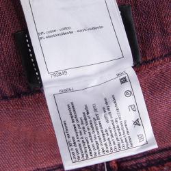 Chanel Red Stone-Washed Denim Topstitch Detail Jeans M