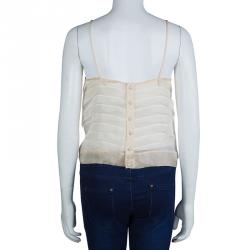 Pre Owned توب شانيل حرير بيج طبقات شيفون M