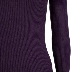 Pre Owned Chanel Purple Ribbed Knit Embellished Neckline Detail Sweater M
