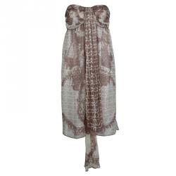 Chanel Beige Printed Silk Halter Dress M