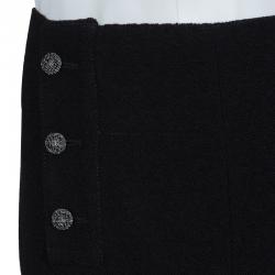 Pre Owned Chanel Black Wool High Waist  Wide Leg Trousers L