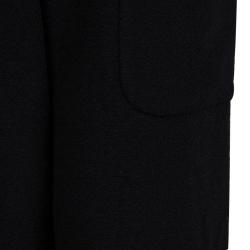 Pre Owned Chanel Black Wool High Waist  Wide Leg Trousers L