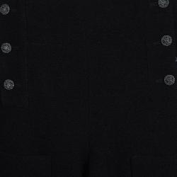 Pre Owned Chanel Black Wool High Waist  Wide Leg Trousers L