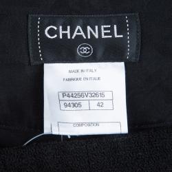 Pre Owned Chanel Black Wool High Waist  Wide Leg Trousers L