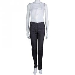 Pre Owned Chanel Black Cotton Mesh Lined Trousers L