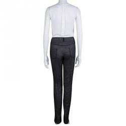 Pre Owned Chanel Black Cotton Mesh Lined Trousers L