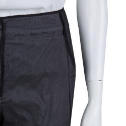 Pre Owned Chanel Black Cotton Mesh Lined Trousers L