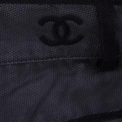 Pre Owned Chanel Black Cotton Mesh Lined Trousers L