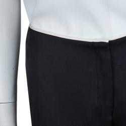 Pre Owned Chanel Black Contrast Piping Detail Flared Silk Trousers M