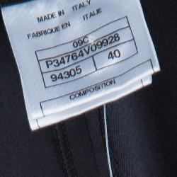 Pre Owned Chanel Black Contrast Piping Detail Flared Silk Trousers M