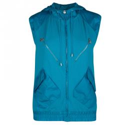 Chanel Turquoise Blue Sleeveless Nylon Jacket M