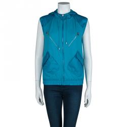 Chanel Turquoise Blue Sleeveless Nylon Jacket M