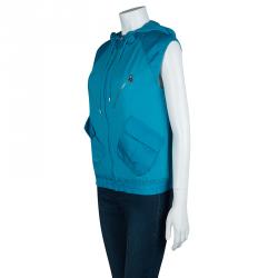Chanel Turquoise Blue Sleeveless Nylon Jacket M