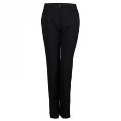 Pre Owned Chanel Black  High Waist Straight Fit Textured Cotton Pants M
