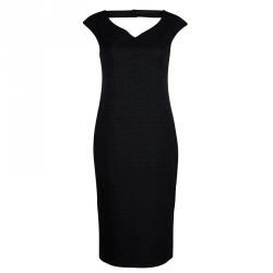 Chanel Black Textured Cotton Cap Sleeve Dress M