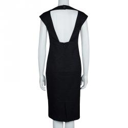 Chanel Black Textured Cotton Cap Sleeve Dress M