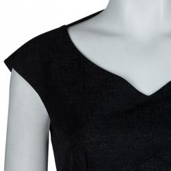 Chanel Black Textured Cotton Cap Sleeve Dress M