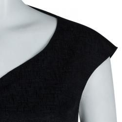 Chanel Black Textured Cotton Cap Sleeve Dress M