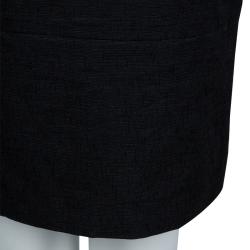 Chanel Black Textured Cotton Cap Sleeve Dress M