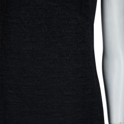 Chanel Black Textured Cotton Cap Sleeve Dress M