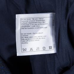 Pre Owned Chanel Navy Blue High Collar Textured Wool Dress M