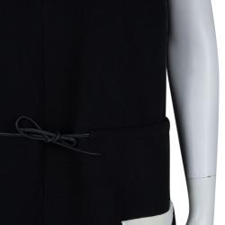 Pre Owned فستان شانيل صوف مونوكرومي برباط وسط L