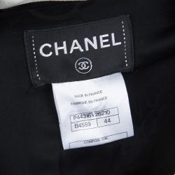 Pre Owned فستان شانيل صوف مونوكرومي برباط وسط L