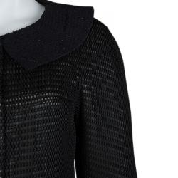 Chanel Black Textured Pearl Button Jacket  L