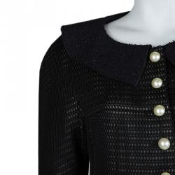 Chanel Black Textured Pearl Button Jacket  L