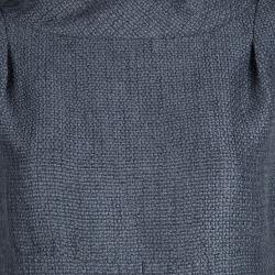 Pre Owned Chanel Grey Textured Wool Sleeveless Dress L