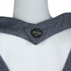Pre Owned Chanel Grey Textured Wool Sleeveless Dress L