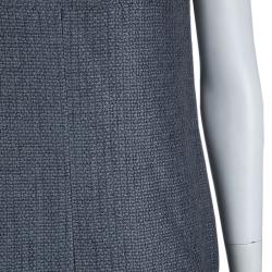 Pre Owned Chanel Grey Textured Wool Sleeveless Dress L